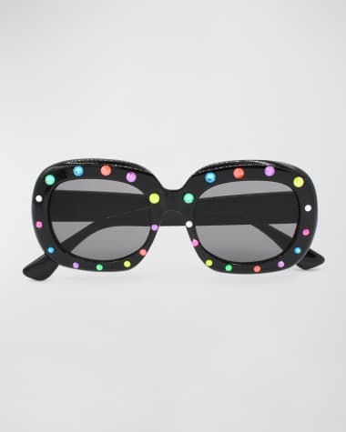 Bari Lynn Girl's Multicolor Crystal Oval Sunnies