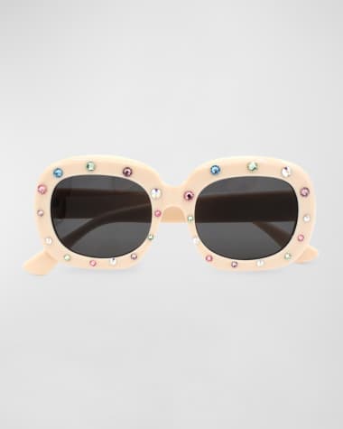 Bari Lynn Girl's Multicolor Crystal Oval Sunnies