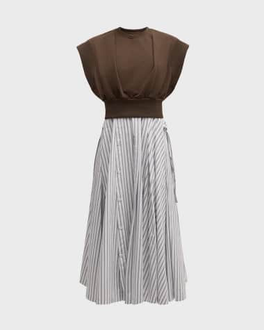 3.1 Phillip Lim Sweatshirt Combo Dress with Pleated Skirt