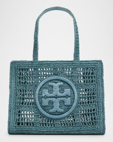 Tory Burch Ella Small Crochet Straw Tote Bag