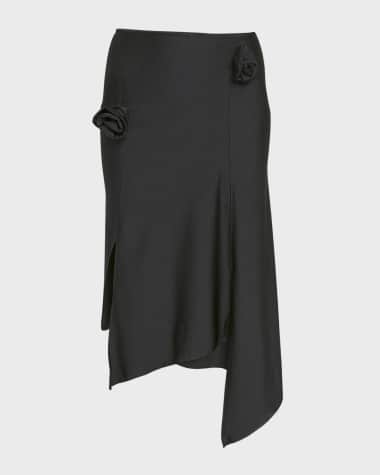 Coperni Flower-Applique Slit Asymmetric Midi Skirt