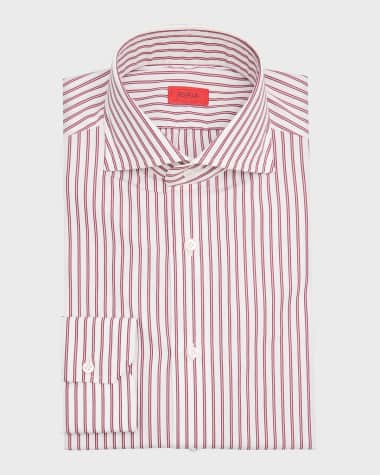 Isaia Men's Cotton Multi-Stripe Dress Shirt