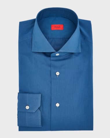 Isaia Men's Solid Cotton Dress Shirt