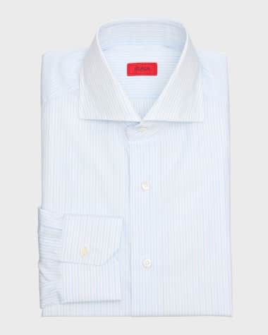 Isaia Men's Cotton Stripe Dress Shirt