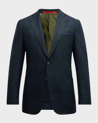 Isaia Men's Olive Mix Wool Blazer Jacket