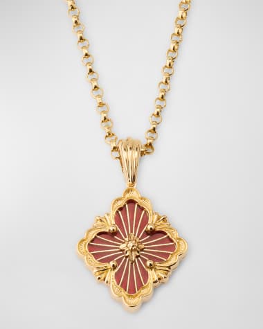 Buccellati Opera Tulle 18K Yellow Gold Red Enamel Pendant Necklace