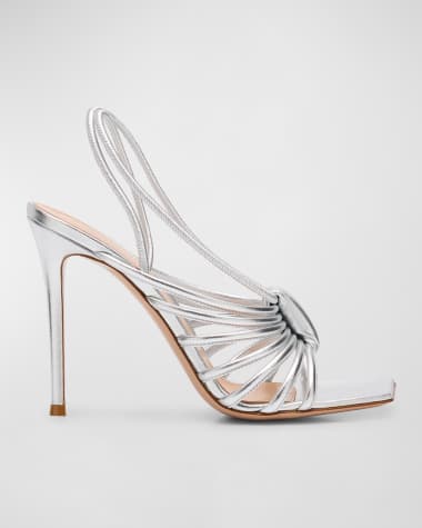 Gianvito Rossi Metallic Strappy Caged Slingback Sandals