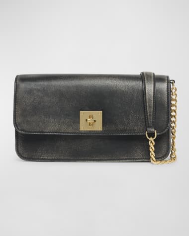 Golden Goose Gioia Flap Distressed Leather Shoulder Bag