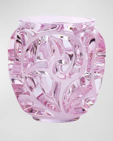 Lalique Tourbillons Pink Luster Vase, 8"