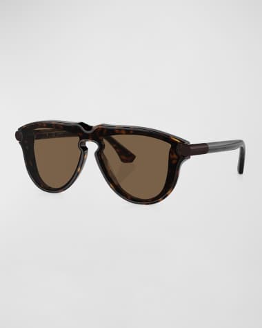 Burberry Tortoise Acetate & Plastic Aviator Sunglasses
