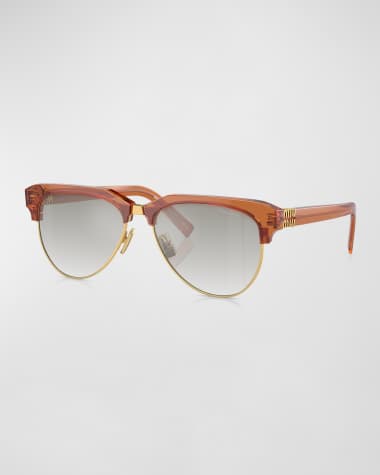 Miu Miu Acetate & Metal Aviator Sunglasses
