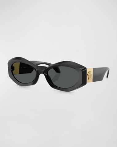 Versace Medusa Plaque Irregular Oval Sunglasses