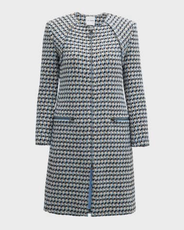 St. John Italian Textured Metallic Tweed Zip Jacket