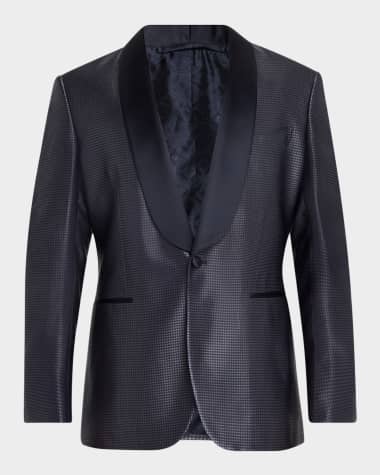 Stefano Ricci Men's Silk Check Shawl-Lapel Dinner Jacket