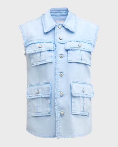 Cinq a Sept Vera Sleeveless Frayed Jacket