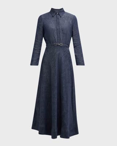 Gabriela Hearst Marley Belted Denim Maxi Shirtdress