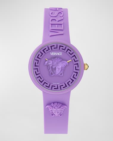 Versace 38mm Medusa Pop Watch with Silicone Strap and Matching Case, Purple
