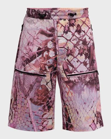 Diesel Men's Multi-Pocket Abstract Nylon Shorts