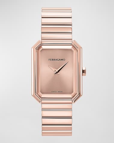 Ferragamo 26.5x33.5mm Ferragamo Crystal Watch with Rose Gold Dial