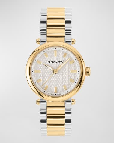 Ferragamo 30mm Ferragamo Softy Watch with Silver Dial, Two Tone