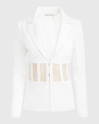 Alice + Olivia Alexia Fitted Sheer Lace Corset Blazer