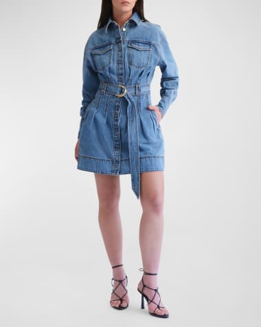 Aje Aradia Belted Denim Mini Dress