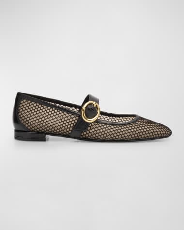 Stuart Weitzman Arabella Mesh Mary Jane Ballerina Flats