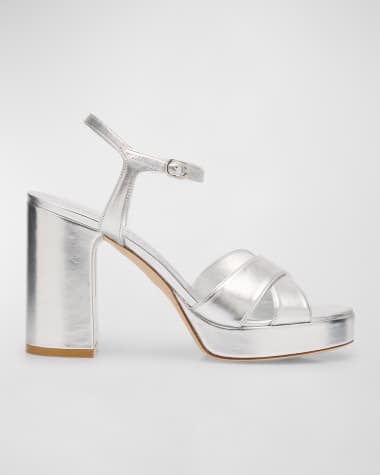 Stuart Weitzman Dayna Metallic Crisscross Platform Sandals