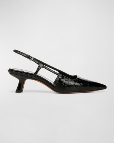 Vince Bianca Croco Kitten Slingback Pumps