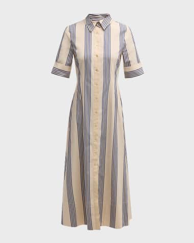 STAUD Joan Cotton Poplin Stripe Maxi Dress