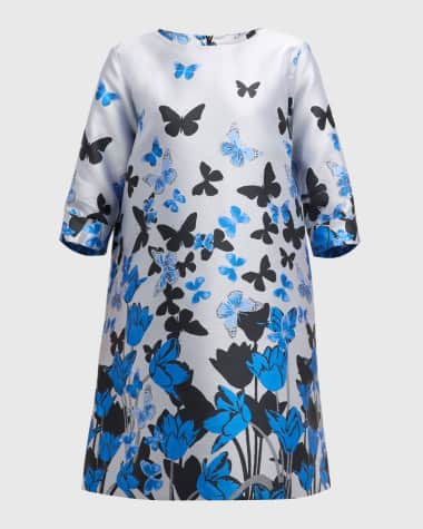 Caroline Rose All Aflutter Floral Jacquard Knee-Length Dress