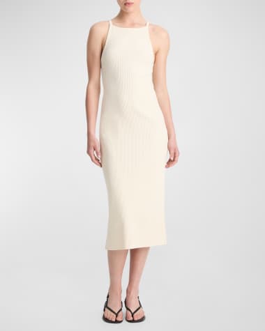 Vince Ribbed High-Neck Midi Tank Dress