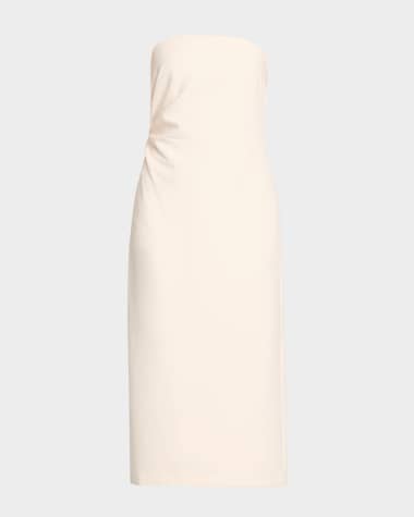 Vince Strapless Draped Midi Dress