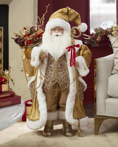 Neiman Marcus Gold-Tone Christmas Santa, 36"