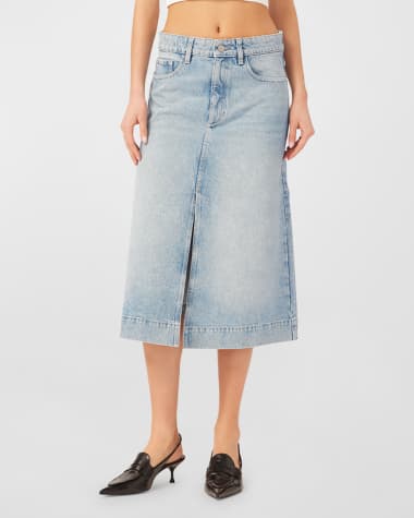 DL1961 Alma A-Line Denim Midi Skirt