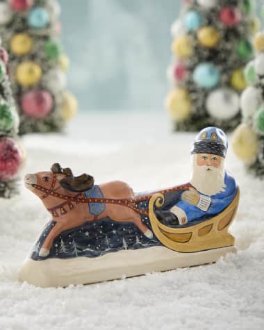 Vaillancourt Folk Art Santa in Sleigh Christmas Figurine - 40th Edition