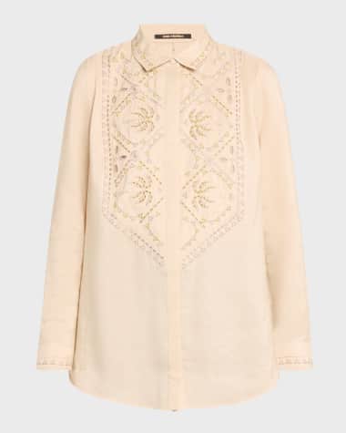 Kobi Halperin Genevieve Embroidered Button-Down Blouse
