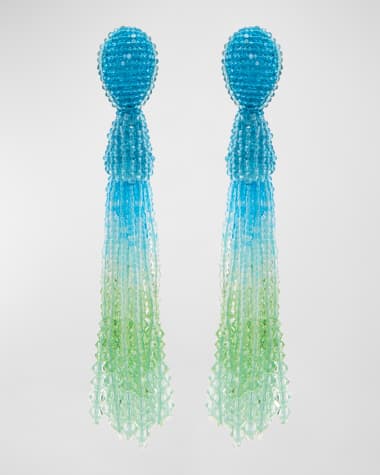 Oscar de la Renta Beaded Ombré Tassel Earrings
