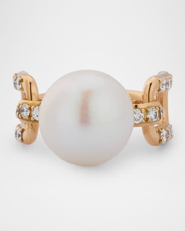 Utopia 18K Rose Gold Aurum Diamond and Freshwater Pearl Ring