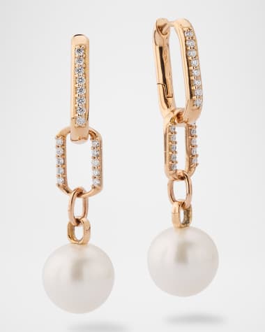 Utopia Aurum 18K Rose Gold Diamond and Freshwater Pearl Drop Earrings