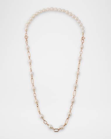 Utopia Aurum 18K Rose Gold Diamond and Freshwater Pearl Necklace, 25.5"L