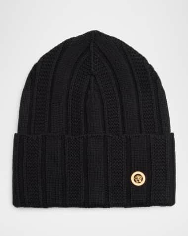 Versace Men's Wool Rib Knit Beanie Hat