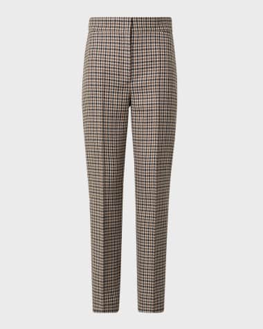 Akris punto Feryn Houndstooth Shetland Tweed Tapered-Leg Ankle Pants
