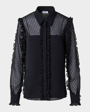 Akris punto Fil Coupe Pin Dot Blouse