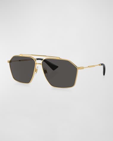 Dolce&Gabbana Men's dg2303 Double-Bridge Metal Aviator Sunglasses