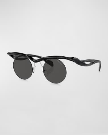 Prada Men's Rimless Plastic Round Sunglasses
