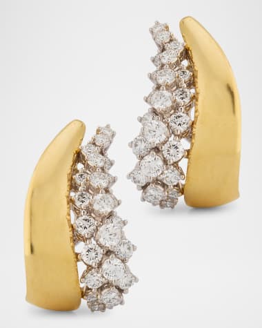 Yeprem 18K Golden Strada Omega Clip Earrings with Diamonds