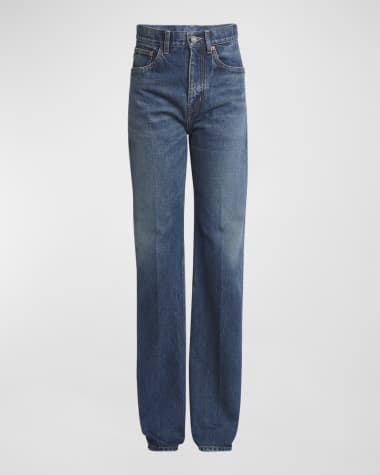 Saint Laurent Neo Clyde High-Rise Straight-Leg Jeans