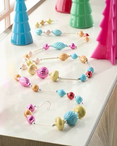 Neiman Marcus 72" Multicolored Glass Ornament Garland