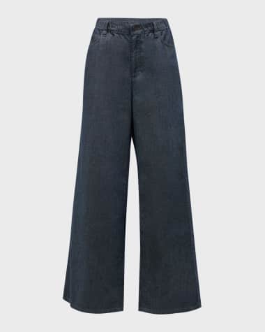 Eileen Fisher Wide-Leg Organic Cotton Twill Jeans